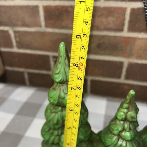 Set 2 Vintage Byron Mold Ceramic Christmas Trees Village Accessory Hand Painted - Picture 10 of 13